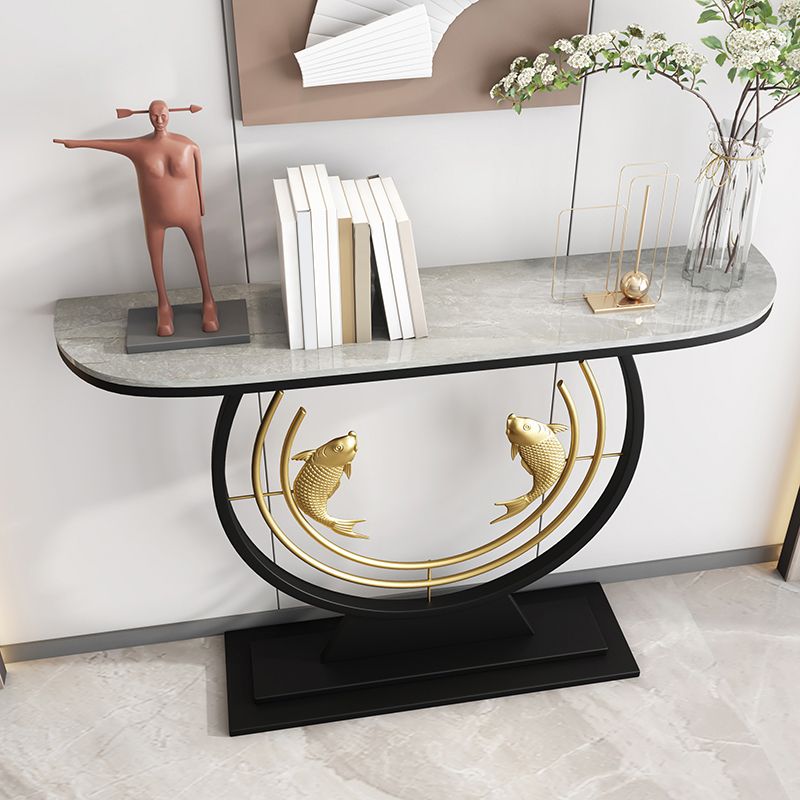 31.5 "H Modern Console Accent Table Acabado antiguo Consola Half Moon