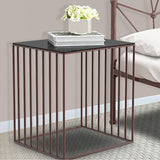 Contemporary Glass Top Frame Square Bedside Accent Side Table