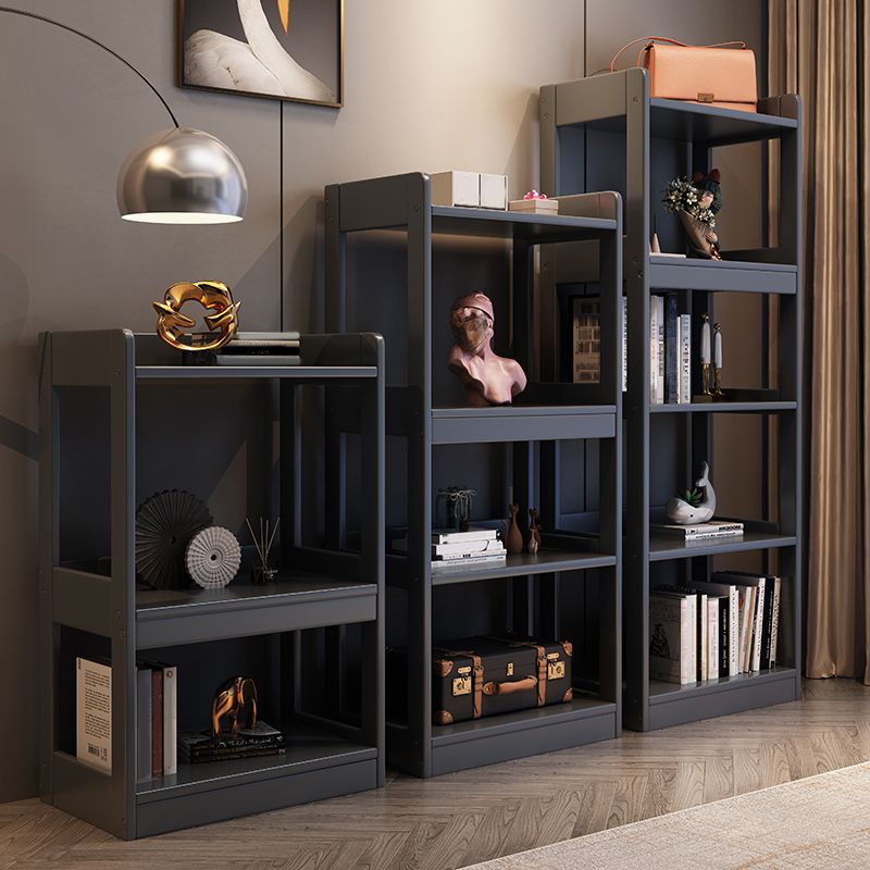 Modern Wooden Bookcase Etagere Open Back Bookshelf with Rectangular Shelves