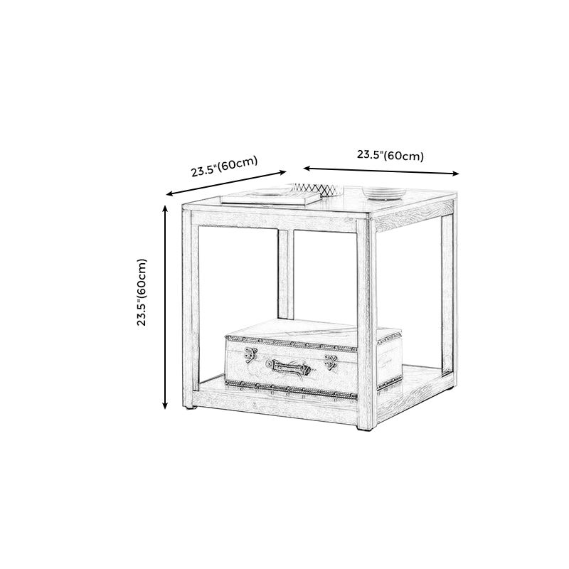 Table de l'extrémité en bois tradiculal Table d'appoint canapé à double niveau pour le salon