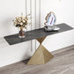 Modern Rectangular Console Table Stone Console Sofa Table in Gold and Black