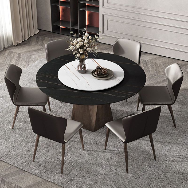 Stone Top Dining Table Contemporary Dining Table with Brown Pedestal Base Clearhalo ' dining_table' 'Dining Tables & Seating' 'Dining Tables' 'furn' 'furn_dining_table' 'Furniture' 'furniture_dining_table' 'Kitchen & Dining Furniture' 'kitchen&dining_furn' 'kitchen' 'kitchen_dining_table' 1200x1200_40de21ff-f83e-4c6d-94f7-e215689b86cc