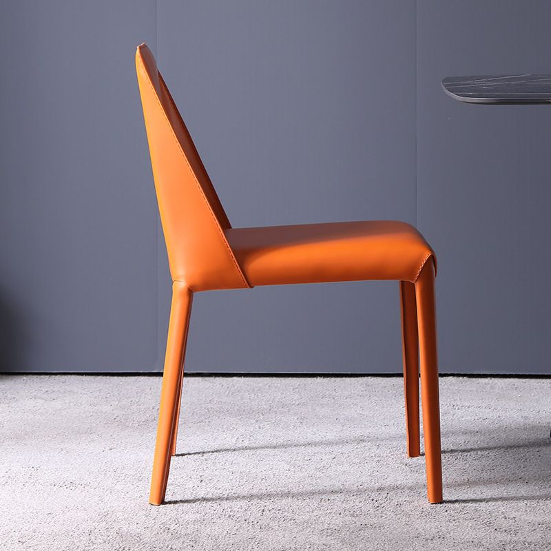 Sillas de comedor sin brazo de cuero sintética silla lateral de comedor moderno