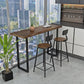 Modern Bar Table Set 1/2/3 Pieces Rectangle Bar Table with High Wood Stools for Home