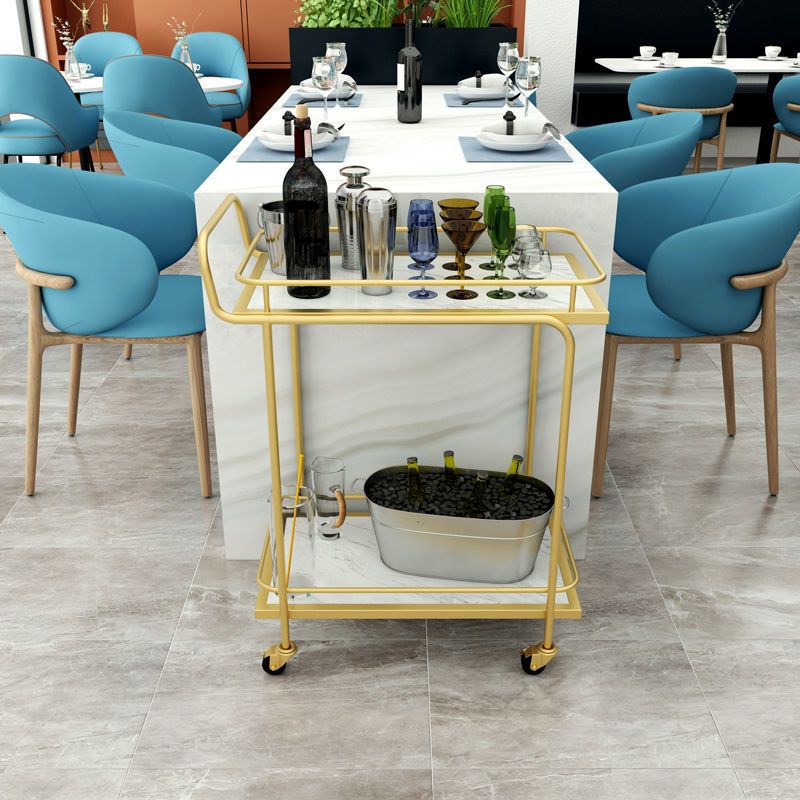 29.92"H Rolling Modern Prep Table Marble Rectangular Prep Table for Home Use