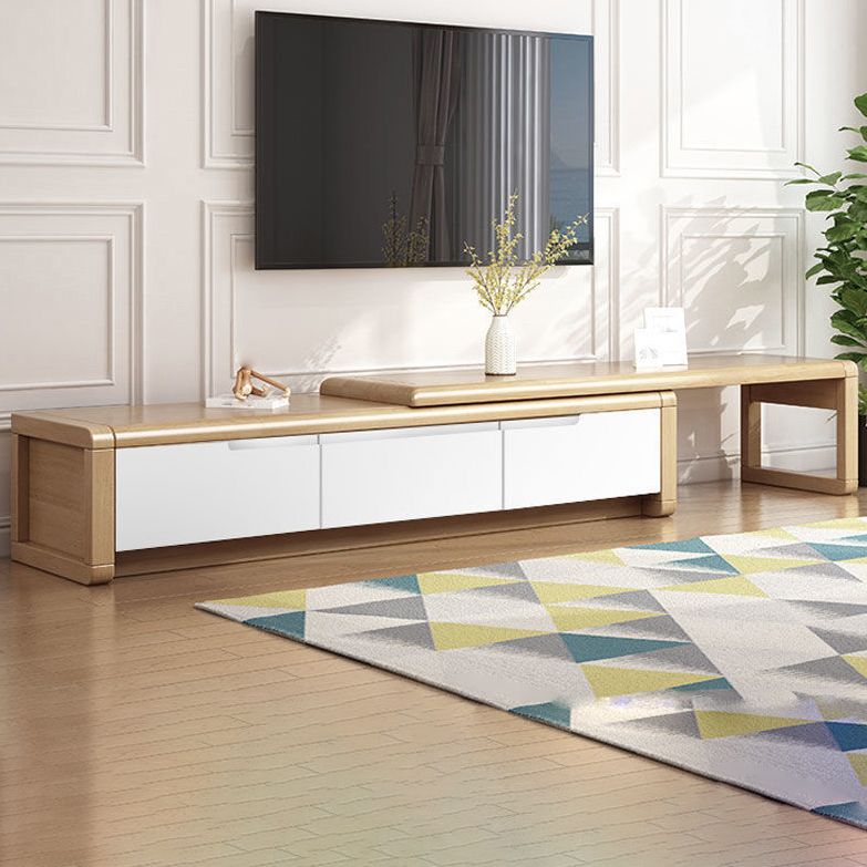 Traditionelle Rubberwood Media Console Matte Finish Holz -TV -Medien stehen mit Schubladen