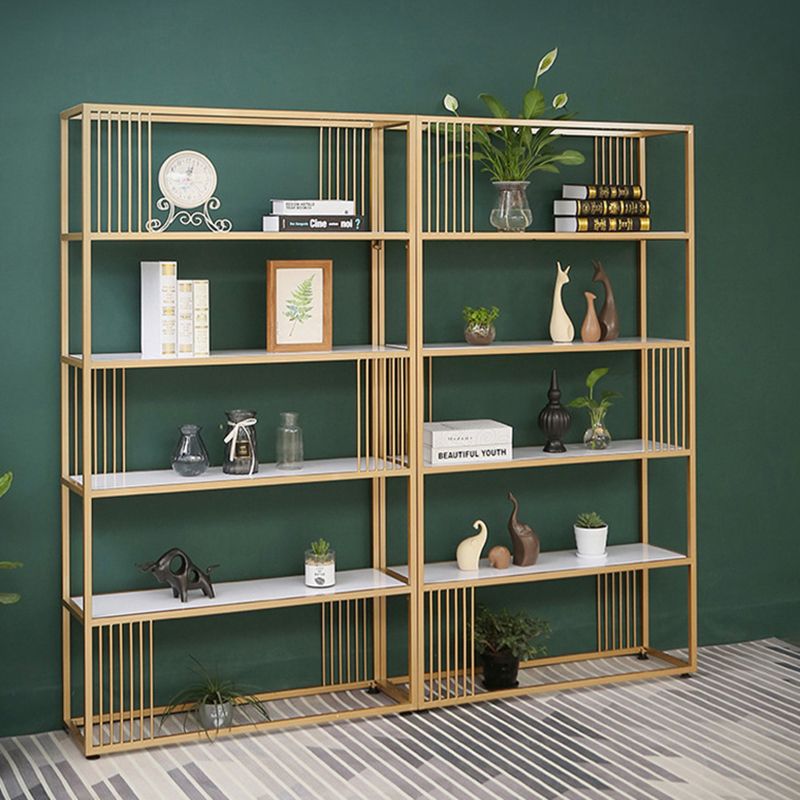 Metal and Wooden Bookshelf Open Glam Etagere Shelf Bookcase for Study Room Clearhalo 'Bookcases' 'furn' 'furn_bookcases' 'Furniture' 'Office Furniture' 1200x1200_40e84aa3-0d4e-4b09-95f6-79a45fe29516