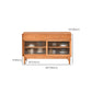 Moderno server in legno massiccio di pino 2 cassetto credenza marrone con porta di vetro