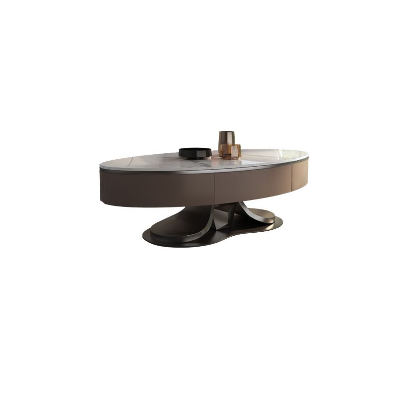 Glam Stone Single Coffee Table Pedestal Coffee Cocktail Table with Storage Drawers Clearhalo 'Coffee & Accent Tables' 'Coffee Tables' 'coffee_tables' 'furn' 'furn_coffee_tables' 'Furniture' 'Living Room Furniture' 1200x1200_40e9f2ca-f2e6-4a88-8a2f-f624765986c0