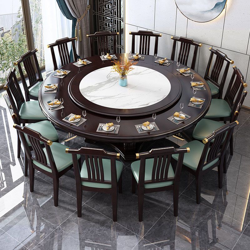 Solid Wood Pedestal Dining Table Tradition Turntable Kitchen Table