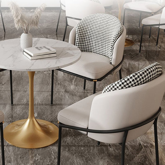 Metal Contemporary Round Dining Table Sintered Stone Table for Dining Room