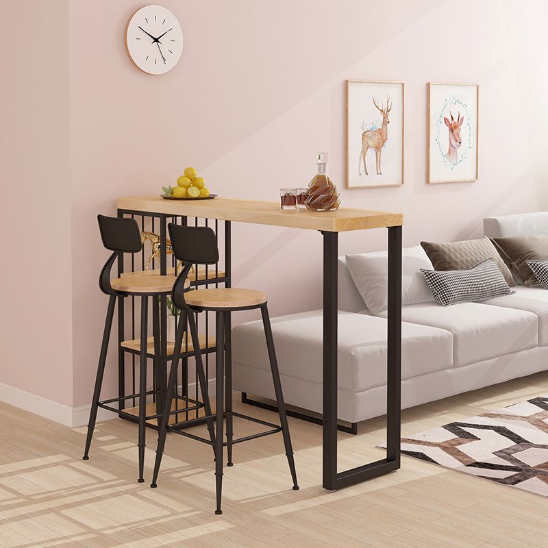 Ensemble de table de bistro rectangulaire moderne, 1/3 pièces, comptoir en bois avec tabourets hauts