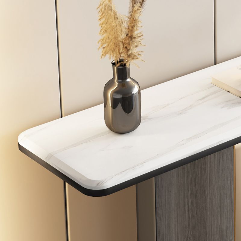 Console di pietra bianca Tavola 1 scaffale 31,5 "tavolo di accento alto per sala