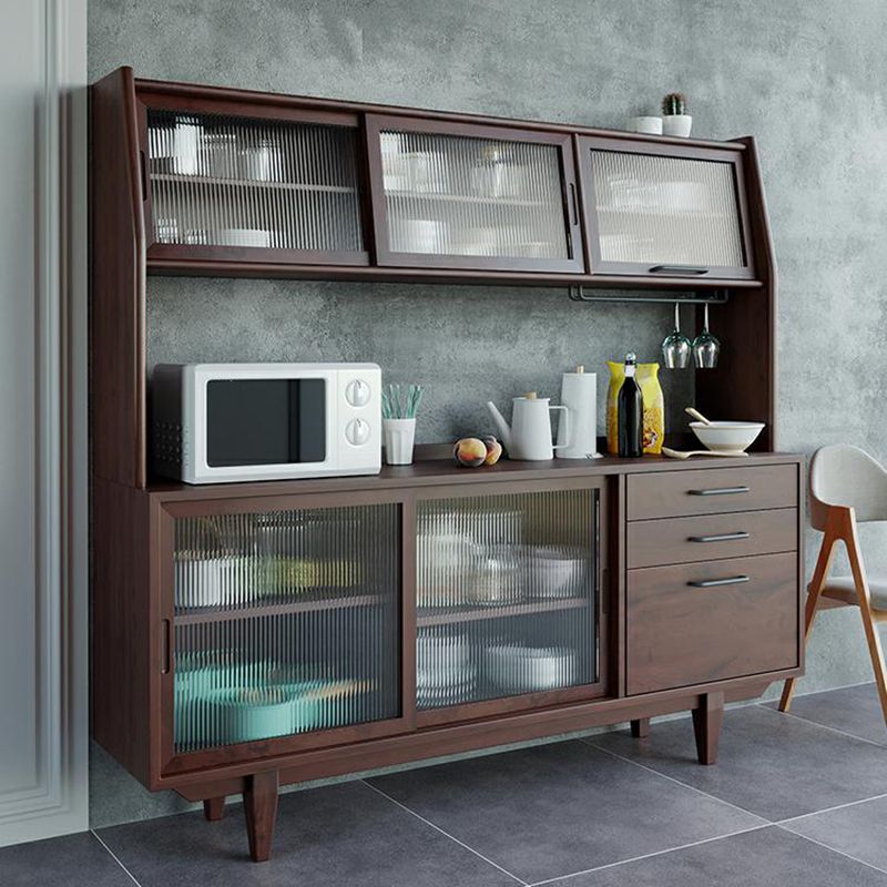 Porte di vetro contemporanea pranzo Hutch Pine Hutch a buffet