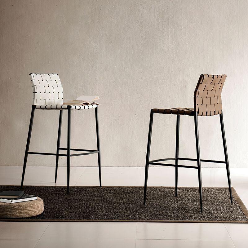 Faux lederen barkrukken lage rug krukken met metalen basis