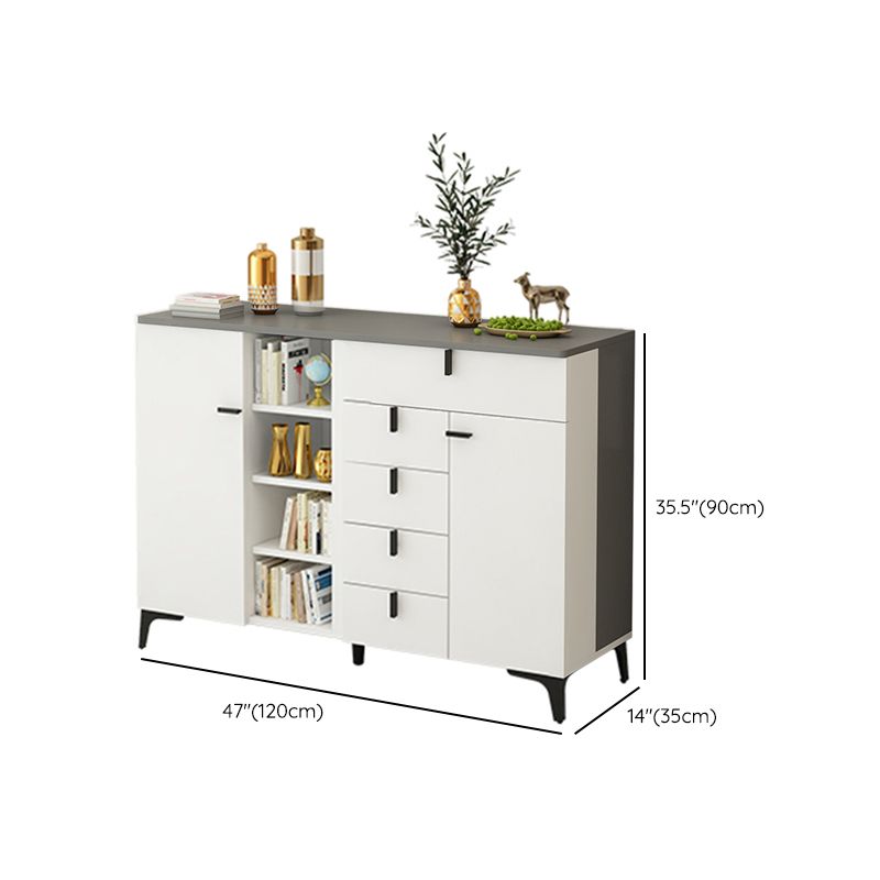 Modern White Wood Storage Chest with Soft-Close Drawers for Home