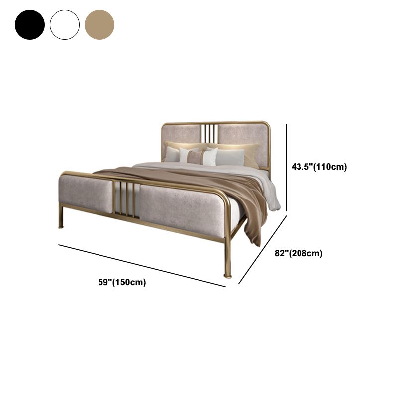 Contemporary Metal Upholstered Headboard Rectangular Slat Bed
