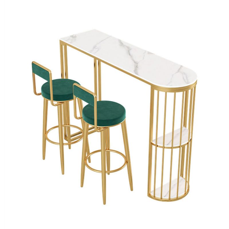 Stone Top Cocktail Table Glam Style 42-inch Height Metal Base Bar Table Clearhalo 'Bar Furniture' 'Bar Tables' 'bar_tables' 'furn' 'furn_bar_tables' 'Furniture' 'furniture_bar_tables' 'Kitchen & Dining Furniture' 'kitchen&dining_furn' 'kitchen' 1200x1200_40f3c4d3-474e-48ce-bc39-4e455cbfc01b