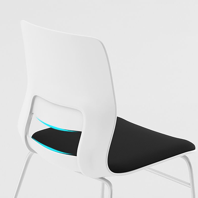 White Frame Conference Chair Contemporary Armless Chair mit Polster