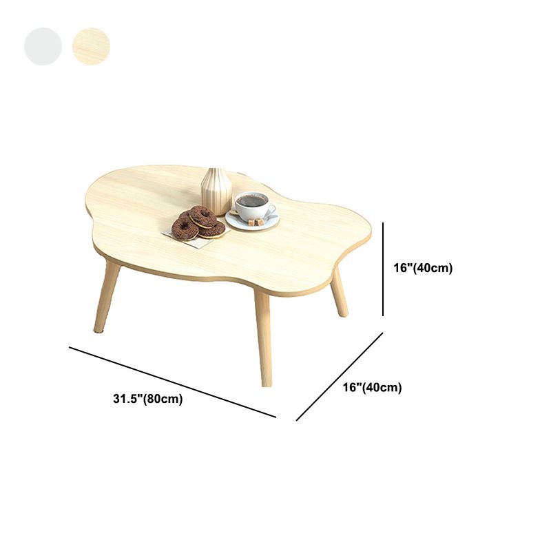 Modern Wooden Free Form Coffee Table with 4 Natural Wooden Legs