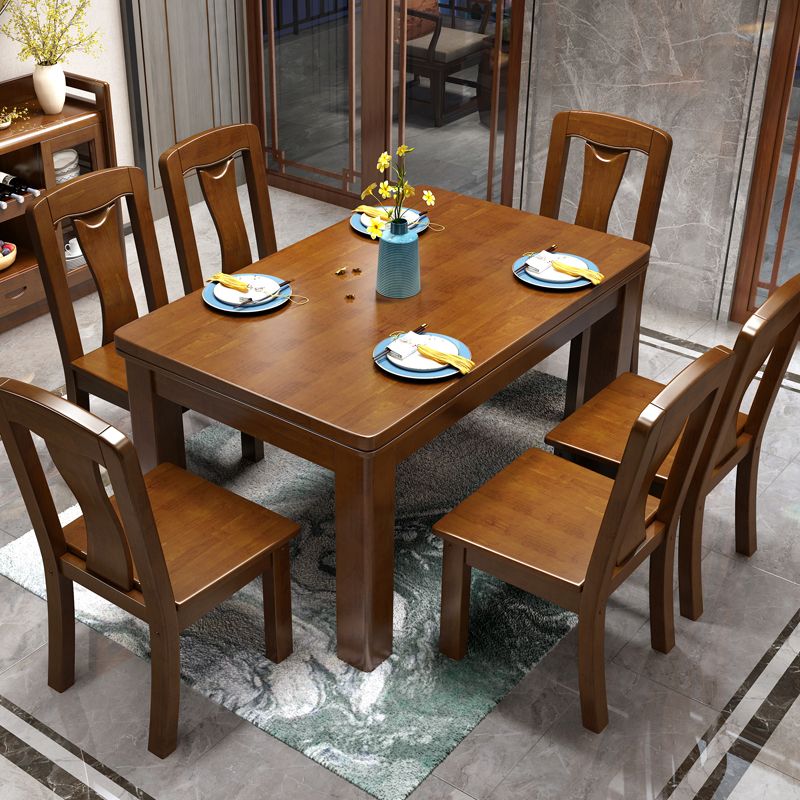 Mid-Century Modern Rectangle Dining Table Solid Wood Dining Table with 4 Legs Clearhalo ' dining_table' 'Dining Tables & Seating' 'Dining Tables' 'furn' 'furn_dining_table' 'Furniture' 'furniture_dining_table' 'Kitchen & Dining Furniture' 'kitchen&dining_furn' 'kitchen' 'kitchen_dining_table' 1200x1200_40f74e67-429b-4825-a4fc-89921c72c598