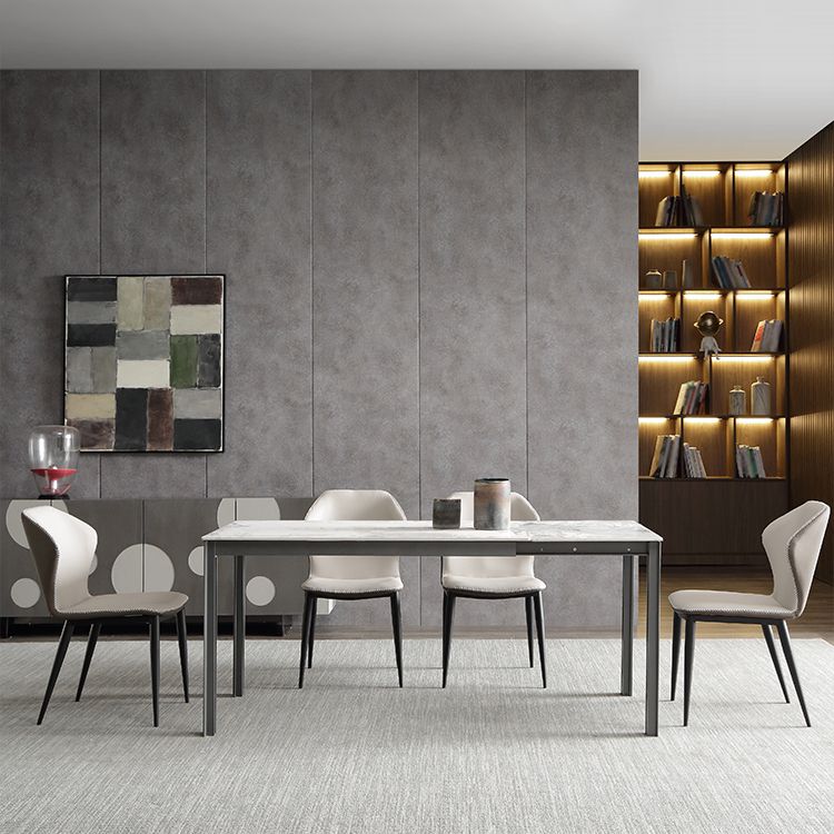Contemporary Sintered Stone Rectangle Table Set 1/3/4/5/7 Pieces Dining Set Clearhalo 'Dining Room Sets' 'Dining Tables & Seating' 'dining_room_set' 'furn' 'furn_dining_room_set' 'Furniture' 'Kitchen & Dining Furniture' 1200x1200_40f9a364-4f36-4a89-84d1-bda0743af4a3