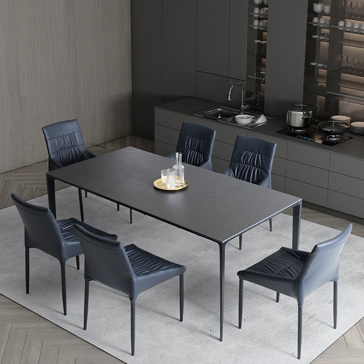 Modern Sintered Stone Black Dining Set with Rectangle Table and Black Legs Kitchen Dining Set Clearhalo 'Dining Room Sets' 'Dining Tables & Seating' 'dining_room_set' 'furn' 'furn_dining_room_set' 'Furniture' 'furniture_dining_room_set' 'Kitchen & Dining Furniture' 'kitchen&dining_furn' 'kitchen' 1200x1200_40fc9b9b-45e2-4cb8-8923-801ba86053ee
