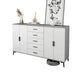 White Wooden Accent Cabinet with Door Modern Chest with 5 Drawers