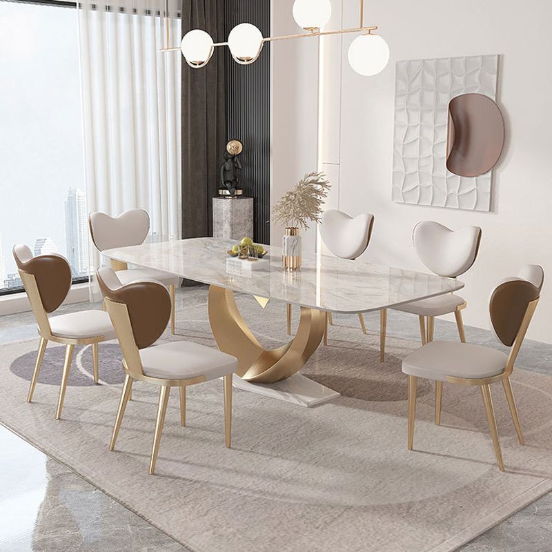Luxury 1/2/5/7/9 Pieces Dining Set Sintered Stone Dining Table with Leather Chairs Clearhalo 'Dining Room Sets' 'Dining Tables & Seating' 'dining_room_set' 'furn' 'furn_dining_room_set' 'Furniture' 'furniture_dining_room_set' 'Kitchen & Dining Furniture' 1200x1200_40fefa76-8659-4773-bb96-e172d90cf616