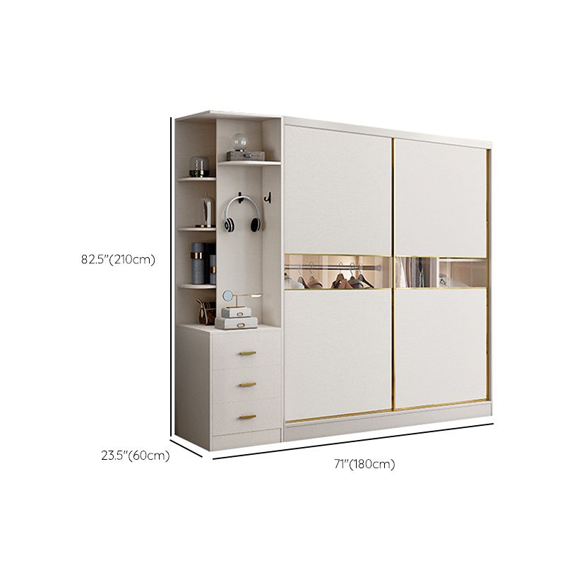 White Colour Wooden Wardrobe Modern Cloth Rod Included Wardrobe Closet