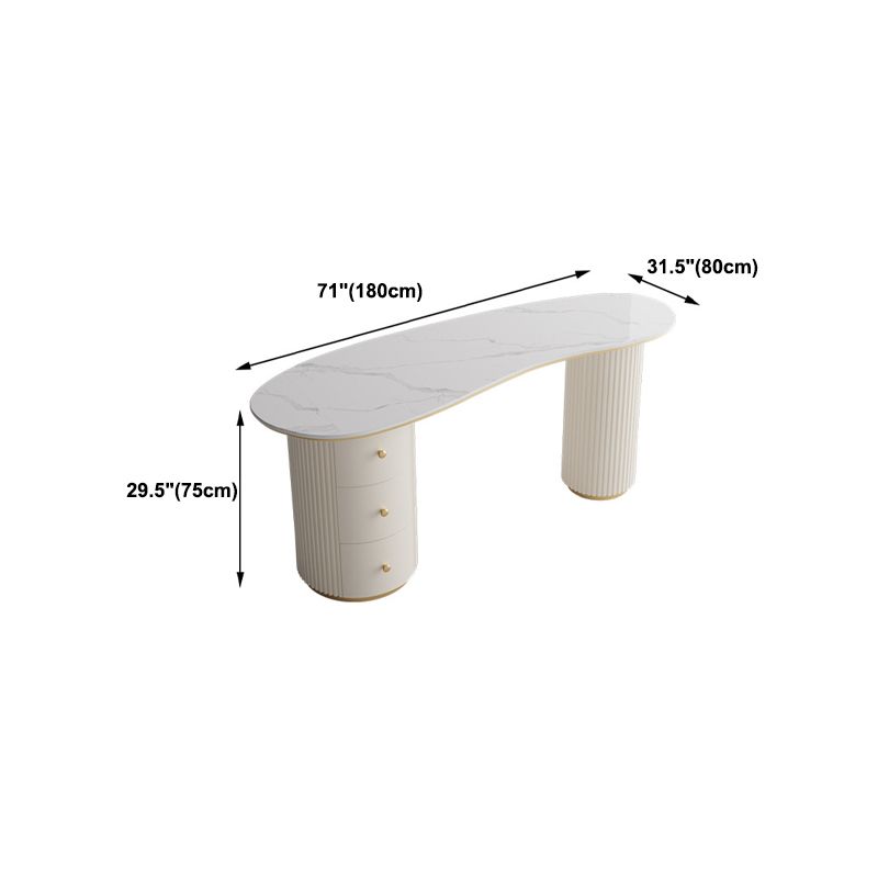 Licht luxe marmeren schrijfbureau wit 3-ladel schrijfbureau
