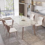 Rectangle Top Dining Table Modern Stone Dining Table with 4 Legs Clearhalo 'Dining Tables & Seating' 'Dining Tables' 'dining_table' 'furn' 'furn_dining_table' 'Furniture' 'furniture_dining_table' 'Kitchen & Dining Furniture' 1200x1200_41025efa-b784-440a-a9b2-6cf030873b9a