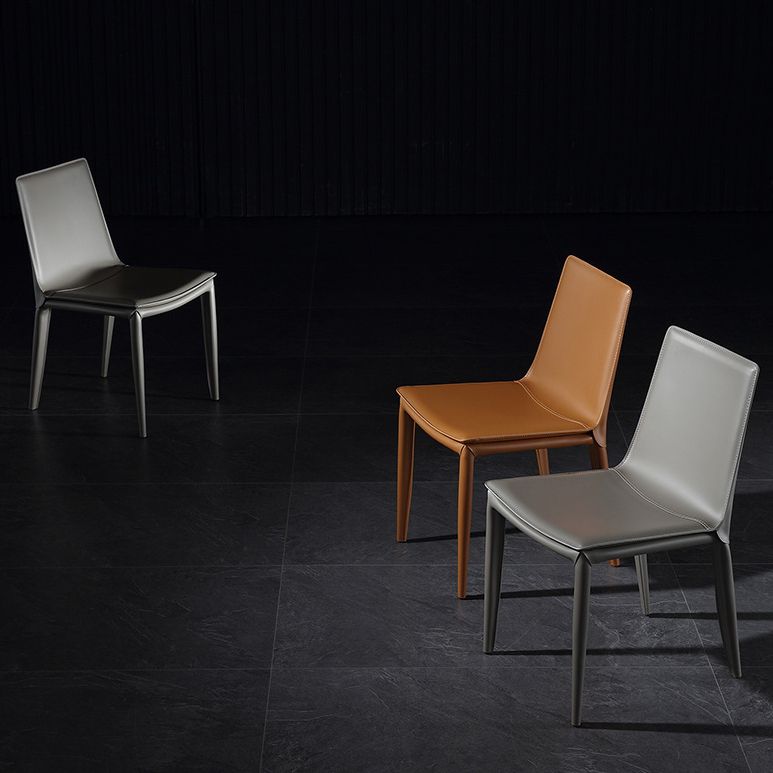 Modern Kitchen PU Leather Dining Side Chair Solid Back Dining Side Chair Clearhalo ' kitchen&dining_furn' 'Dining Chairs' 'Dining Tables & Seating' 'dining_chair' 'Furniture' 'furniture_dining_chair' 'Kitchen & Dining Furniture' 'kitchen' 1200x1200_41030214-11aa-4b2b-a6a3-62540118b77e