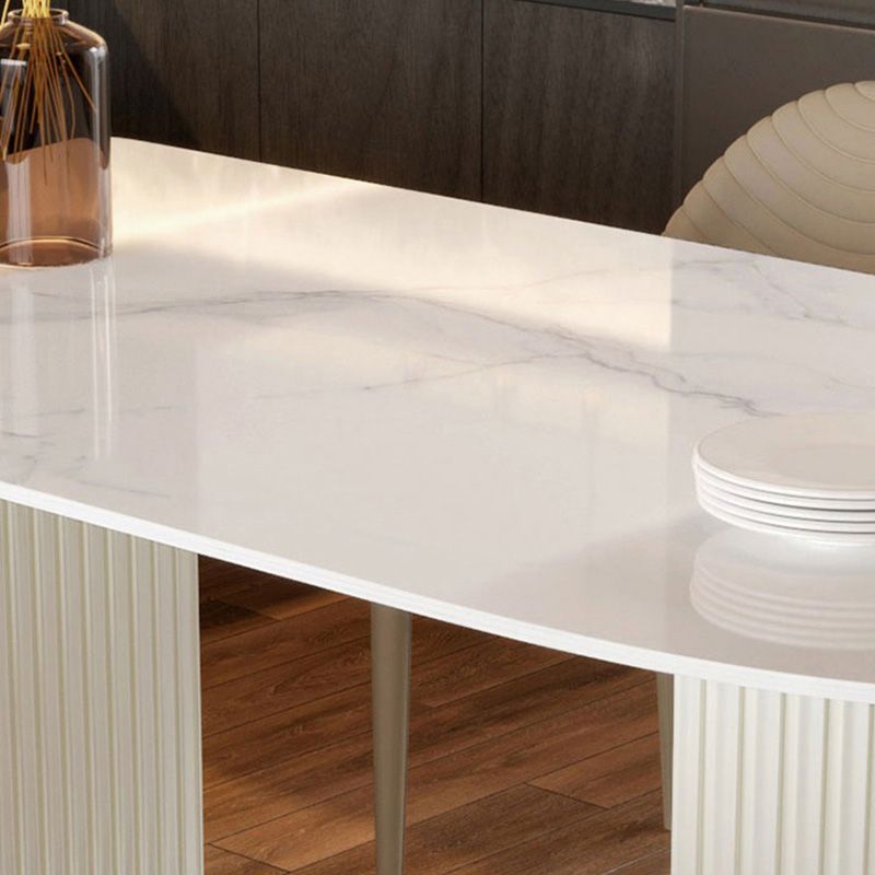 Table de salle à manger en pierre de forme libre, double guéridon en fer blanc