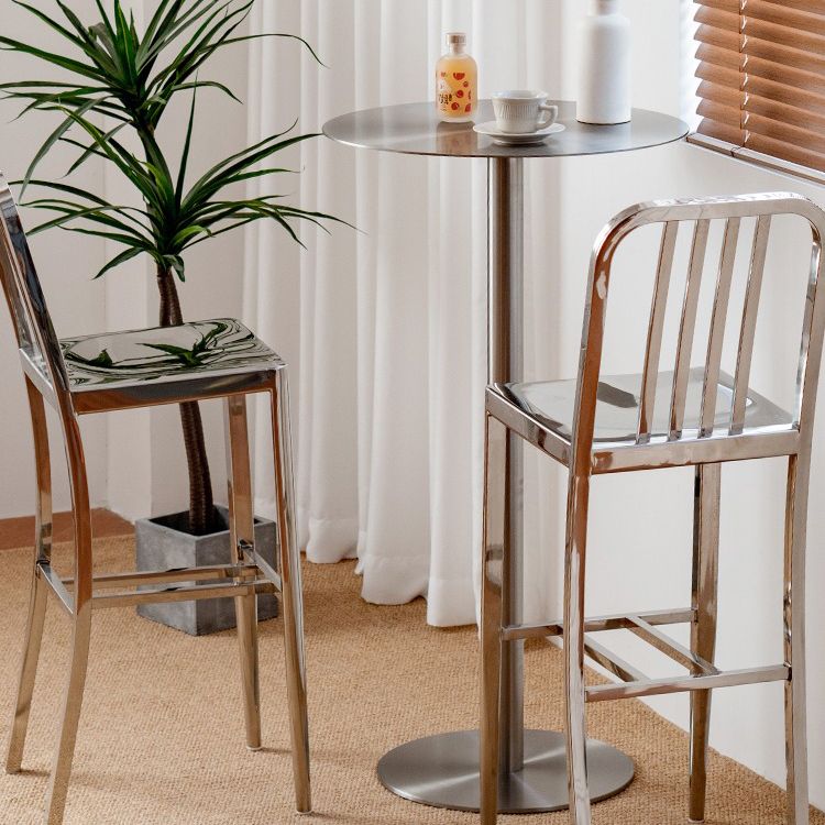 Metal Industrial Round Dining Table Steel Top Table with Pedestal Base Clearhalo 'Dining Tables & Seating' 'Dining Tables' 'dining_table' 'furn' 'furn_dining_table' 'Furniture' 'furniture_dining_table' 'Kitchen & Dining Furniture' 1200x1200_41055b55-c793-43b3-851d-708d3b987af0