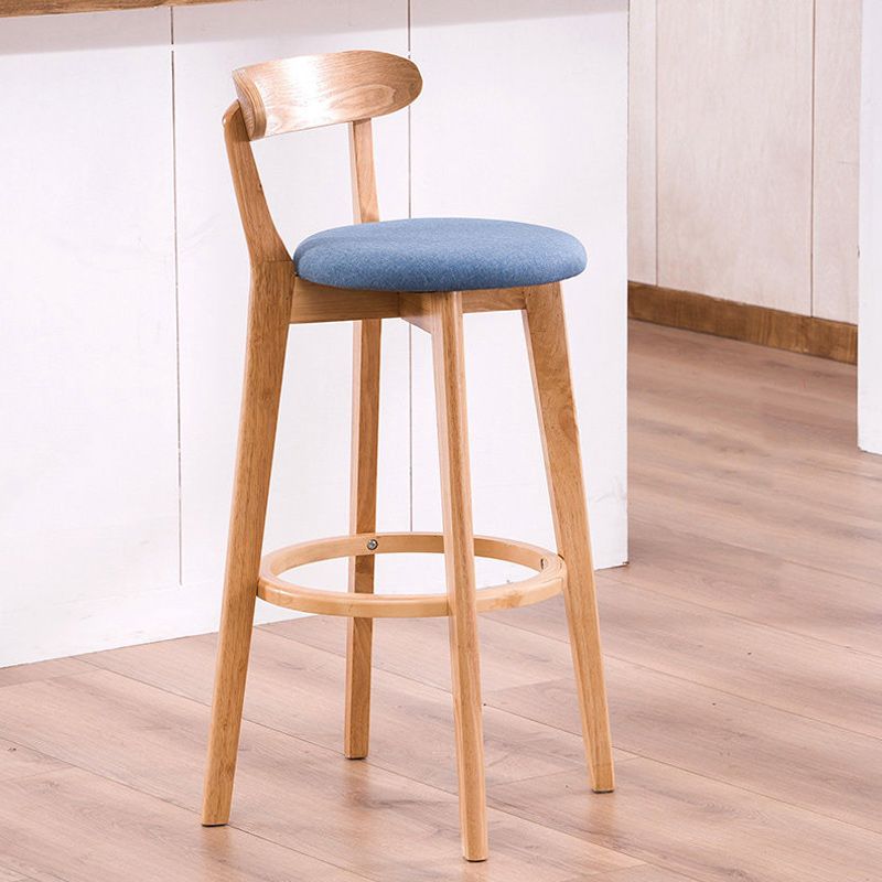 Scandinavian Dessert Shop Beech Stool Matte Finish Upholstered Bar Stools Clearhalo 'Bar Furniture' 'Bar Stools' 'bar_stools' 'Furniture' 'furniture_bar_stools' 'Kitchen & Dining Furniture' 1200x1200_4105f413-058d-4e69-8015-801c761038de