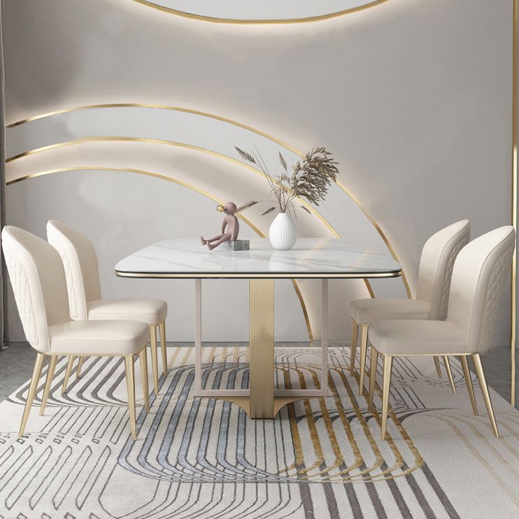 Sillas de comedor de cuero de estilo nórdico sólido sillón de comedor sin brazo