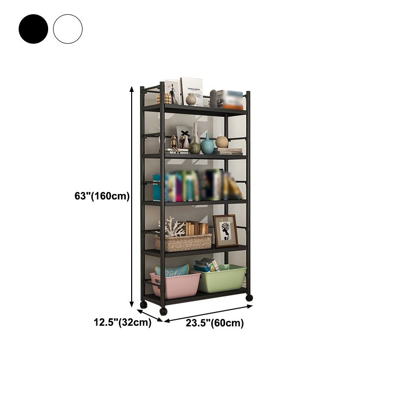 Industrial Steel Etagere Bookshelf Vertical Open Bookshelf with Caster Wheels Clearhalo 'Bookcases' 'furn' 'furn_bookcases' 'Furniture' 'furniture_bookcases' 'Office Furniture' 1200x1200_410796ff-c981-4da6-b4a5-f67ff97b2f93