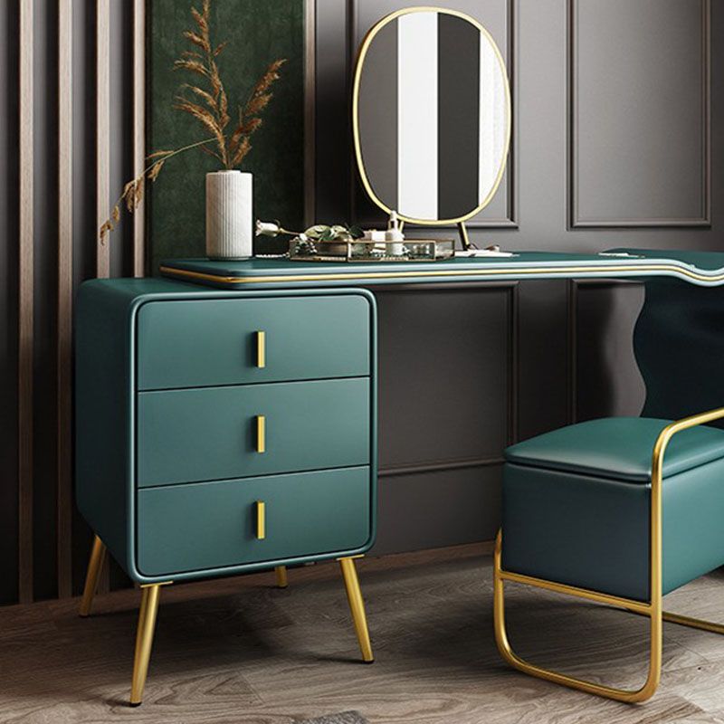 Vanity di trucco verde con 3 cassetti di stoccaggio da 18,89 "Capestre in pelle ampia
