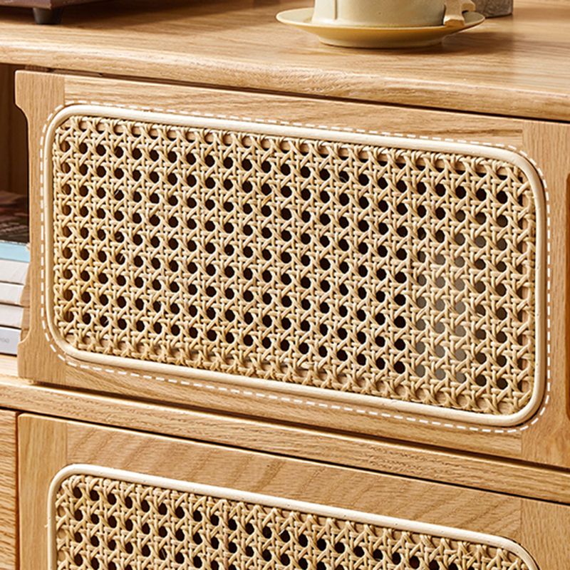 Solid Wood Dining Server Modern Style Rattan Door met 3 laden