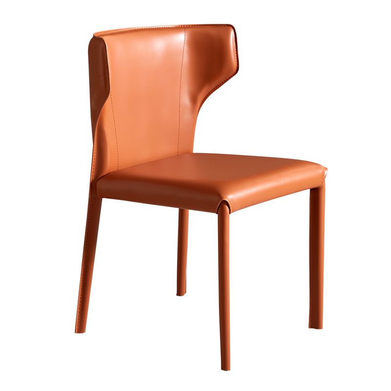Contemporary Leather Dining Chair Wingback Side Chair in Matte Finish for Kitchen