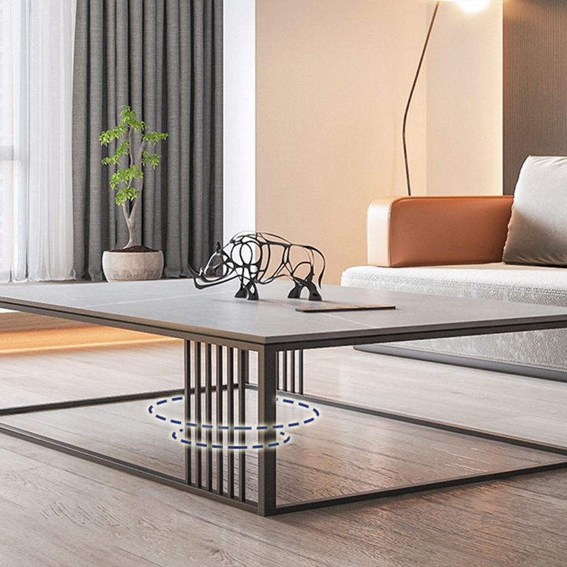 Contemporary Slate Frame Coffee Table Standard Single Cocktail Table