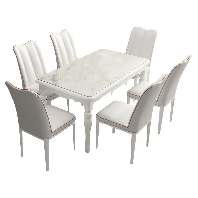 Traditional Solid Wood Top Dining Set with 4 White Solid Wood Legs for Dining Furniture Clearhalo 'Dining Room Sets' 'Dining Tables & Seating' 'dining_room_set' 'furn' 'furn_dining_room_set' 'Furniture' 'furniture_dining_room_set' 'Kitchen & Dining Furniture' 'kitchen&dining_furn' 'kitchen' 1200x1200_410ca3f5-c619-44eb-9c01-97a9807f5bae
