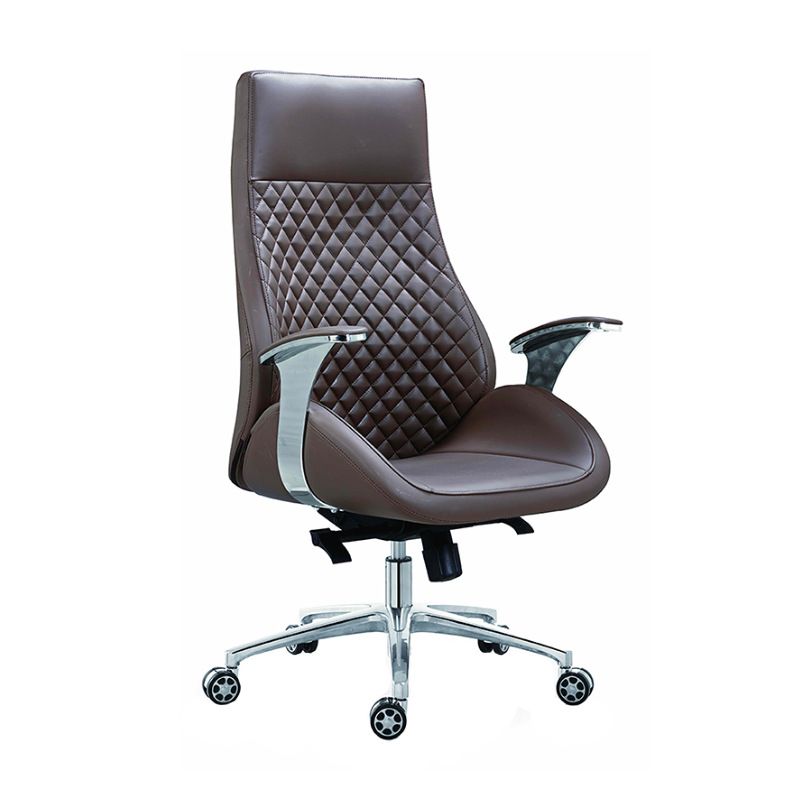 Fixed Arms Swivel Office Chair Faux Leather and Chrome Frame Managers Chair Clearhalo 'furn' 'furn_office_chair' 'Furniture' 'Office Chairs' 'Office Furniture' 'office_chair' 1200x1200_410db648-8cfa-46d9-92b3-9661f8067913