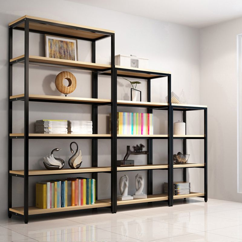 Metal Etagere Bookcase Industrial Open Back Book Shelf with Shelves for Office and Home Clearhalo 'Bookcases' 'Furniture' 'furniture_bookcases' 'kitchen' 'kitchen_bookcases' 'Living Room Furniture' 'Office Furniture' 1200x1200_410dcc74-1708-45a8-bf65-32336d19e112