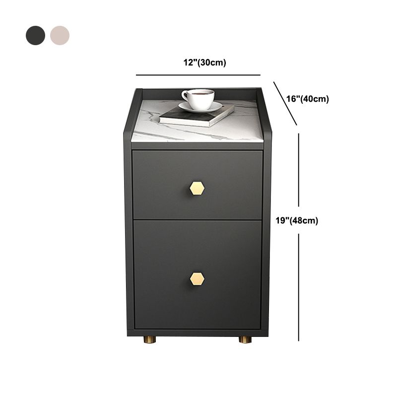 Glam Stone Top Bed Nightstand 2-Drawer Imitation Wood Legs Included Night Table Clearhalo 'Bedroom Furniture' 'furn' 'furn_night_stand' 'Furniture' 'night_stand' 'Nightstands' 1200x1200_4110c1b2-5451-4e81-9ab5-898988283b29