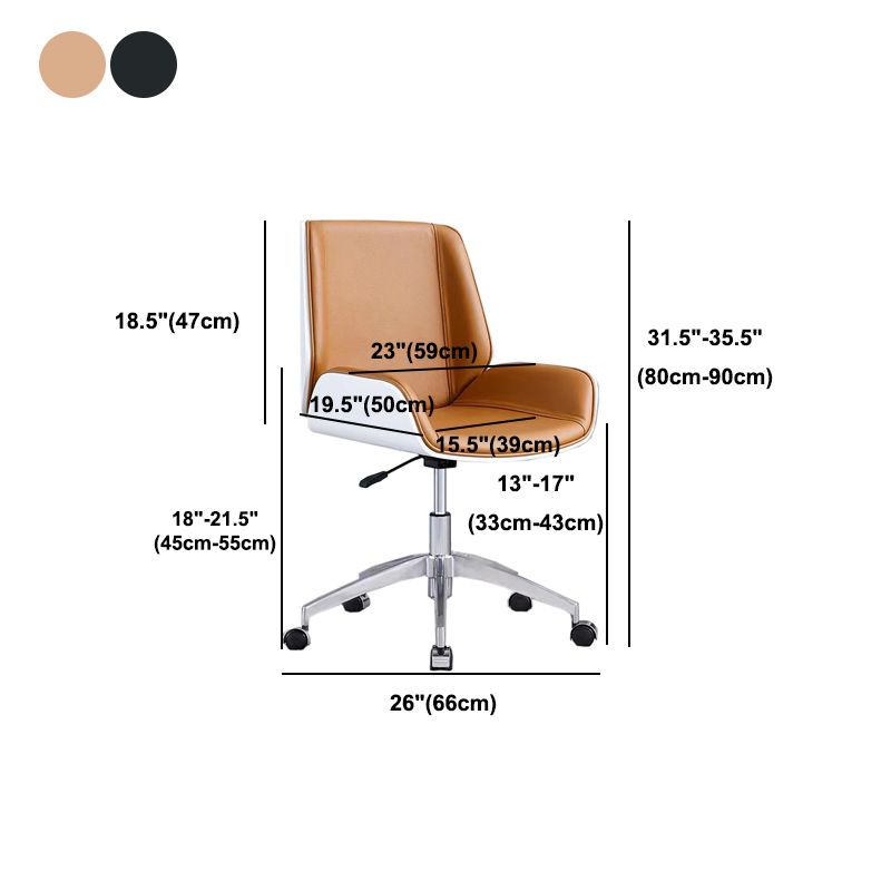 Metal Base Contemporary Armless Desk Chair Ergonomic Mid-Back Office Chair Clearhalo 'furn' 'furn_office_chair' 'Furniture' 'Office Chairs' 'Office Furniture' 'office_chair' 1200x1200_411144be-7310-48e7-a2f0-b5a2bbe70a42