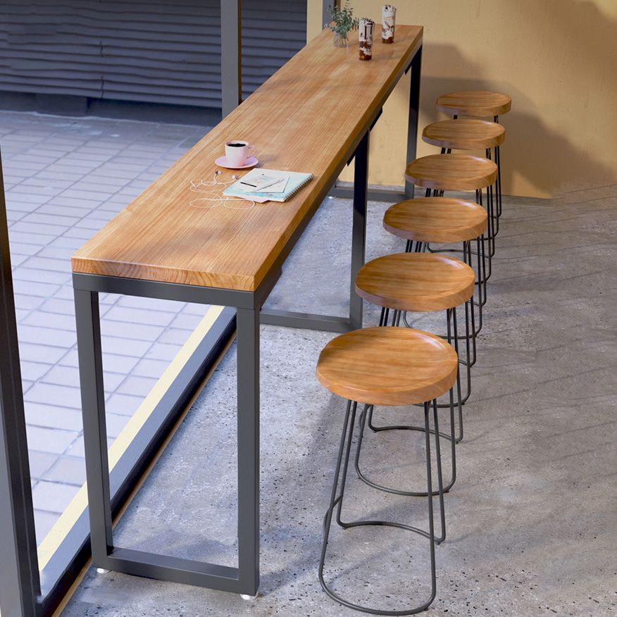 Industrial Rectangle Bar Height Table Solid Wood Bistro Bar Desk for Indoor Clearhalo 'Bar Furniture' 'Bar Tables' 'bar_tables' 'furn' 'furn_bar_tables' 'Furniture' 'Kitchen & Dining Furniture' 1200x1200_41124fca-ae99-418c-b573-a4207d438e41