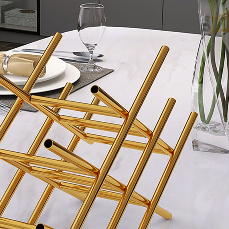 Modern Simple Tabletop Wine Rack Golden Geometry Wine Bottle Rack for Kitchen