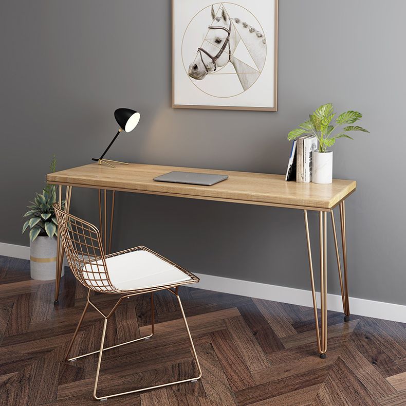 Glam Style Hairpin Writing Desk Rectangular Solid Wood Office Desk Clearhalo 'Furniture' 'furniture_office_desk' 'Office Desks' 'Office Furniture' 'office_desk' 1200x1200_41158174-60ad-4812-b1da-c26f39fe6116